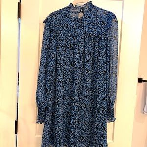 Ditsy floral smocked dress | mock neck, ruffle details